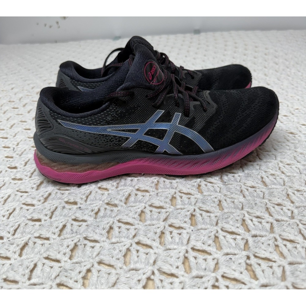 Asics Gel-Nimbus 23 Shoes Sneakers Womens Size 11 Black Pink Walking Running